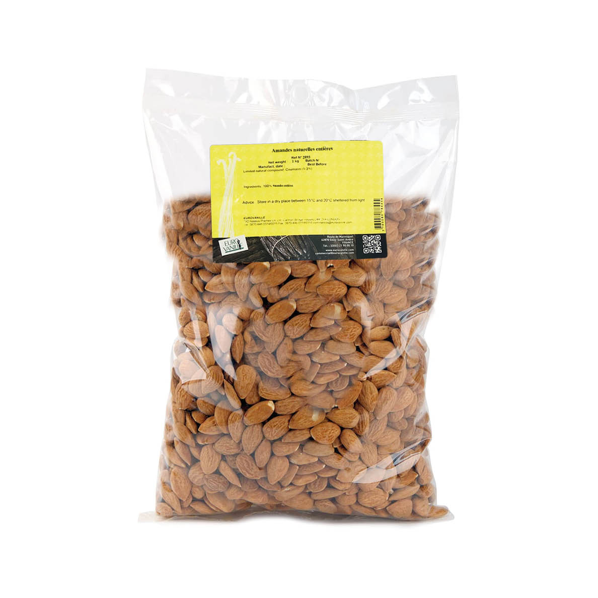 Whole natural almonds - 1 kg