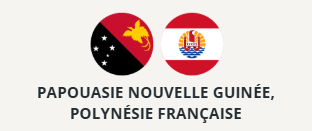 Drapeaux des origines de Vanilla tahitensis : Papouasie-Nouvelle-Guinée et Polynésie française.
