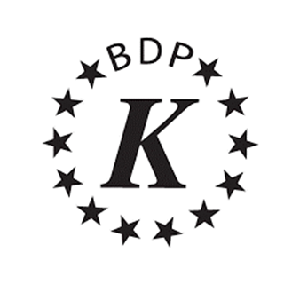 Logo de certification casher BDP, lettre K entourée d'étoiles.